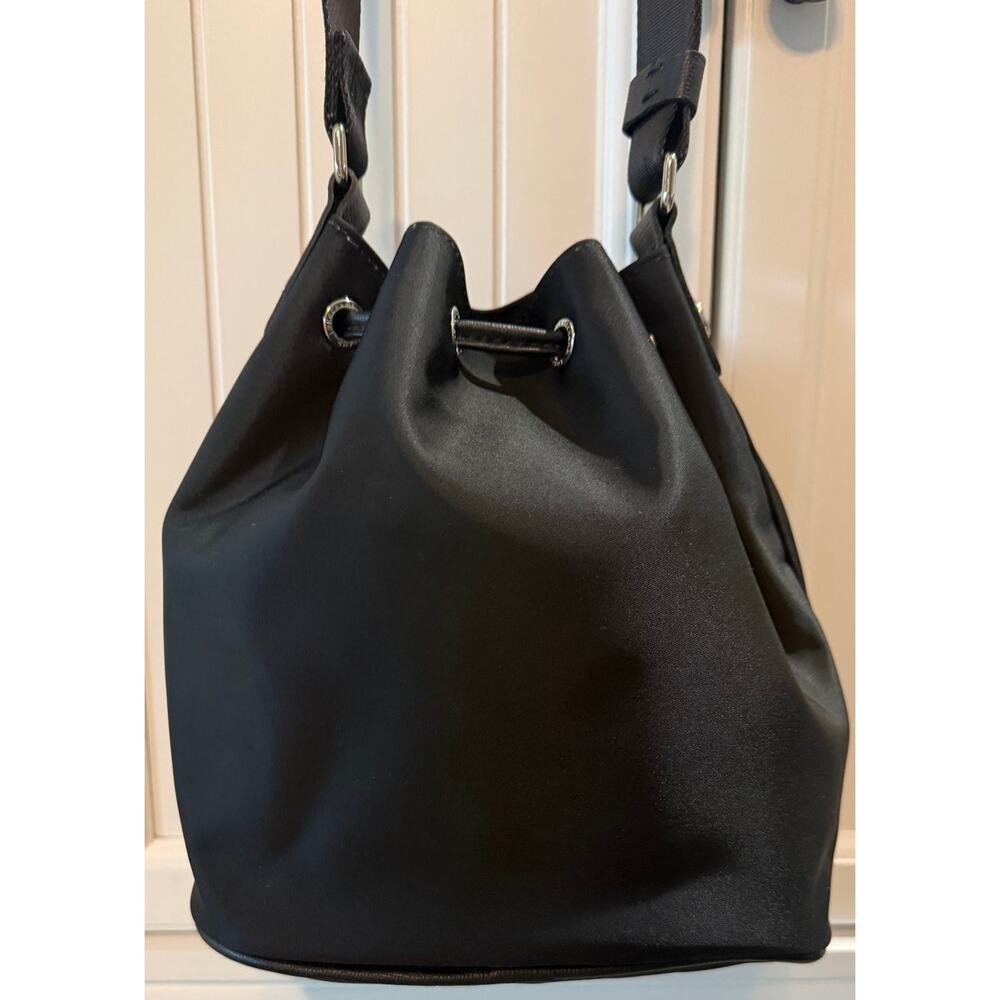 Longchamp Le Pliage small drawstring Neo Bucket Bag Black nylon EUC - Picture 2 of 5